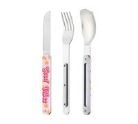 Akinod - Couverts Droits Aimantés 12:34 Good Vibes - Fourchette + Couteau + Cuillère - Couverts Nomades Compacts, Durables et Élégants en Acier Inoxydable - Assemblage Aimanté