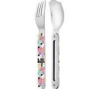 Akinod - Couverts Droits Aimantés Mini 12:12 - Fourchette + Cuillère - Couverts Nomades Compacts et Durables en Acier Inoxydable - Assemblage Aimanté - Chats