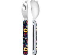 Akinod - Couverts Droits Aimantés Mini 12:12 - Fourchette + Cuillère - Couverts Nomades Compacts et Durables en Acier Inoxydable - Assemblage Aimanté - Super Héros