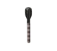 Akinod Couverts droits élégants gourmets avec insert magnétique (couteau, fourchette et cuillère) - couverts droits magnétiques 12H34 mod. BLACK MIRROR Tartan Rouge