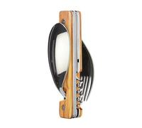 Akinod - Couverts Multifonctions 13:25 - Couverts Pliants, Nomades et Compacts en Acier Inoxydable - Assemblage Aimanté - 6 Fonctions dont Ouvre-Boîte et Tire-Bouchon - Olivier