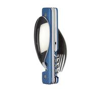 Akinod - Couverts Multifonctions 13:25 - Couverts Pliants, Nomades et Compacts en Acier Inoxydable - Assemblage Aimanté - 6 Fonctions dont Ouvre-Boîte et Tire-Bouchon - Aluminium bleu