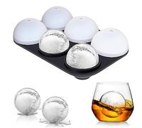 AKINOYAMA Lot de 2 moules à glaçons en silicone XXL 45 mm 48 mm 6 compartiments Plateau à glaçons sans BPA pour whisky, cocktails, jus, chocolat, bonbons (boule de glace)