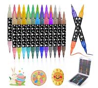 AKINSTER Lot de 24 stylos à paillettes à double pointe - 48 couleurs - 2 à 5 mm - Stylos à paillettes métalliques pour filles et enfants - Scrapbooking - Bricolage - Cartes d'anniversaire - Peinture