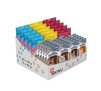 Akinu Multibox Lot de 35 paquets de viande pour chats (lanières de canard, poulet, bandes de lapin, morceaux d'agneau) - 20 x 50 g, 15 x 60 g - Friandises naturelles faciles à digérer, riches en