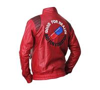Akira Kaneda Manga Capsule Pill Veste de moto en cuir pour homme Rouge, cuir, XL