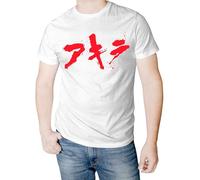 Akira T-shirt en coton avec impression numérique des lettres d'Akira, Blanche, L