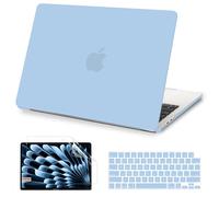 AKIT Compatible avec MacBook Air 15" 2025, 2024, 2023 M4 M3 M2 A3241 A3114 A2941, Coque rigide fine en plastique mat + protecteur d'écran et protecteur de clavier pour MacBook Air 15" 2025, bleu air
