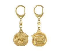 Akita, Akita Inu - Porte-Clés Doré à L’Or Avec Chien En Boîte-Cadeau