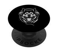 Akita américain avec casque DJ Musique Amoureux des chiens PopSockets PopGrip Adhésif
