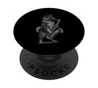 Akita américain jouant du saxophone jazz pour les amoureux des chiens PopSockets PopGrip Adhésif