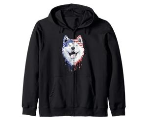 Akita Dog Drapeau américain USA Drip Graffiti Patriotisme Lover Sweat à Capuche