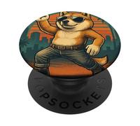 Akita Dog Lunettes de soleil Rock Music Funny Retro Cool PopSockets PopGrip Adhésif