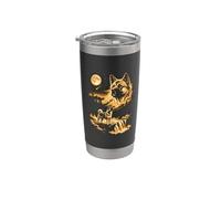 Akita hurlant à la lune Gobelet isotherme en acier inoxydable double paroi