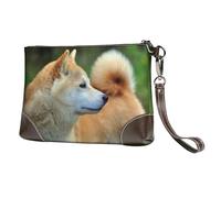 Akita Inu Bokeh Animaux Chiens Akita Inu,Sacs à Main en Cuir PU pour Femmes, Pochette à Fermeture éclair, Portefeuille, Sac à Main avec dragonne