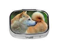 Akita Inu Bokeh Boîte à pilules à 2 compartiments pour animaux de compagnie Akita Inu