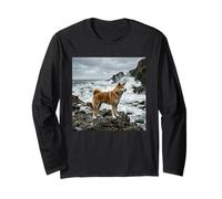Akita Inu Côtière Falaises Océan Vagues Scène Manche Longue