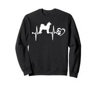 Akita Inu Dog Paw Love Heartbeat Funny Puppy Lovers Sweatshirt
