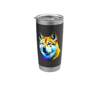 Akita Inu Pop Art et Splash Art Akita Inu Gobelet isotherme en acier inoxydable double paroi