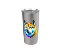 Akita Inu Pop Art et Splash Art Akita Inu Gobelet isotherme en acier inoxydable double paroi