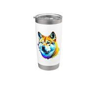 Akita Inu Pop Art et Splash Art Akita Inu Gobelet isotherme en acier inoxydable double paroi