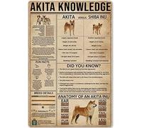 Akita Knowledge Plaque en métal Anatomie d'un Akita Inu pour école, éducation, bar, café, club, maison, cuisine, décoration murale infographique 30,5 x 20,3 cm