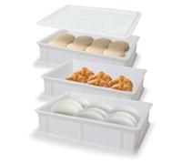 Akitaink Boîte à Levage Pizza et Pain | Conteneur pour Pâte avec couvercle, Plastique Lavable au Lave-vaisselle, 30 x 40 x 10 cm (3 porte-mouche avec couvercle)