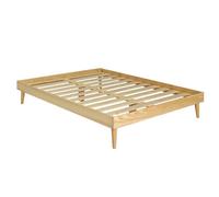 Akiten retail Lit 2 Places avec Pieds 120x190 cm Bois Naturel