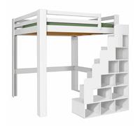 Akiten retail Lit Mezzanine avec escalier 160x200 cm Blanc