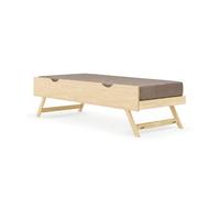 Akiten retail Pack avec sommier gigogne avec façade et Matelas ALEC 90x200 cm Bois Naturel