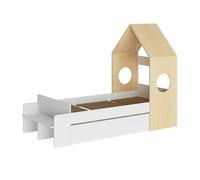 Akiten retail Pack lit avec tiroir 90x190 cm Blanc et Bois