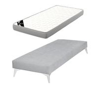 Akiten retail Pack sommier tapissier avec Matelas 70x190 cm Gris