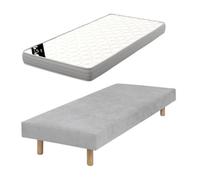 Akiten retail Pack sommier tapissier avec Matelas 70x190 cm Gris