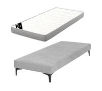 Akiten retail Pack sommier tapissier avec Matelas 70x190 cm Gris
