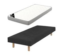 Akiten retail Pack sommier tapissier avec Matelas 80x200 cm Noir