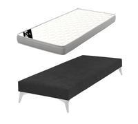Akiten retail Pack sommier tapissier avec Matelas 80x200 cm Noir