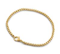 Akitsune Baca Bracelet maillons | 3mm de diamtre | Box Rolo Hommes Femmes Chane en Acier Inoxydable carabinier Minimaliste - Gold 17cm
