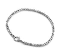Akitsune Baca Bracelet maillons | 3mm de diamtre | Box Rolo Hommes Femmes Chane en Acier Inoxydable carabinier Minimaliste - Argent 19cm
