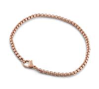 Akitsune Baca Bracelet maillons | 3mm de diamtre | Box Rolo Hommes Femmes Chane en Acier Inoxydable Mousqueton Minimaliste - Or Rose 18cm