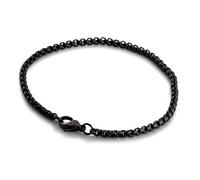 Akitsune Baca Bracelet maillons | 3mm de diamtre | Box Rolo Hommes Femmes Chane en Acier Inoxydable Mousqueton Minimaliste - Noir 20cm
