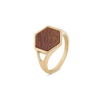 Akitsune Bague Lignum - Incrustation en bois - Élégante et fine - Pour homme - En acier inoxydable