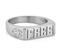 Akitsune Free Statement Ring | Bague empilable Hommes Femmes Acier Inoxydable Designer Argent - US 7