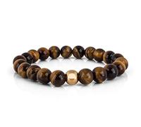 Akitsune Globae Bracelet de Perles | Bijoux de Bras Femme Homme Onyx Pierre de Lave - Oeil de Tigre Jaune - 20cm