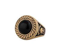 Akitsune Mortis Bague | Ornement Design Bague Femme Homme Acier Inoxydable Grand Sceau Crois - Or Mat - US 7