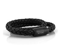 Akitsune Navis Cordage Bracelet en Cuir | 8mm de Large | Fermeture magntique Capsule Double enroulement Femme Homme Maritime - Noir Mat - Noir 19,00 cm