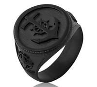 Akitsune Portus Bague | Ancre Marin Nautique Traditionnel Bague Hommes Acier Inoxydable Designer Noir Mat - US 7