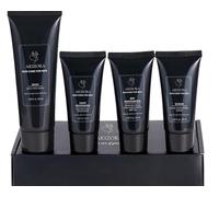 AKIZORA Coffret Soin Visage Homme - Kit 4-en-1 : Gel Nettoyant, Gommage Exfoliant, Crème de Jour SPF20 & Crème de Nuit - Routine Complète pour Peau Propre et Hydratée - Idée Cadeau Homme
