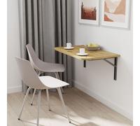 AKKE Artisan chêne Table pliante murale avec coins arrondis Lxl : 60x60 cm