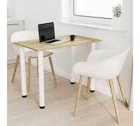AKKE Artisan table à manger en chêne avec pieds blancs LxlxH : 70x60x74 cm