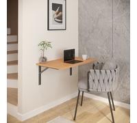 AKKE Bavaria Table murale pliante en hêtre avec angles argentés-satinés Lxl : 100x55 cm